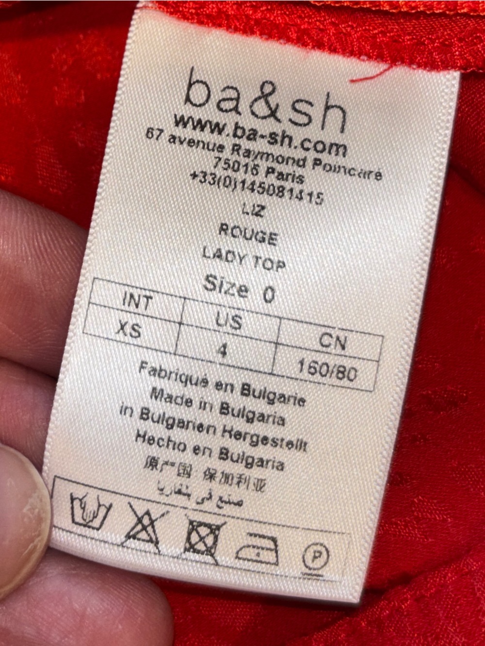 ba&sh Red Tonal Pattern Blouse – Size 4 - Picture 11 of 11